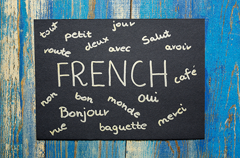 a sign with lots of french words on it